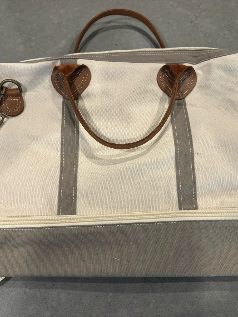 Signature Canvas Weekender Duffel - Cream and Gray